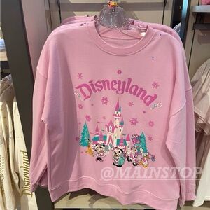 Disney Parks Disneyland Pink Holiday Mickey & Friends Pullover Sweatshirt New